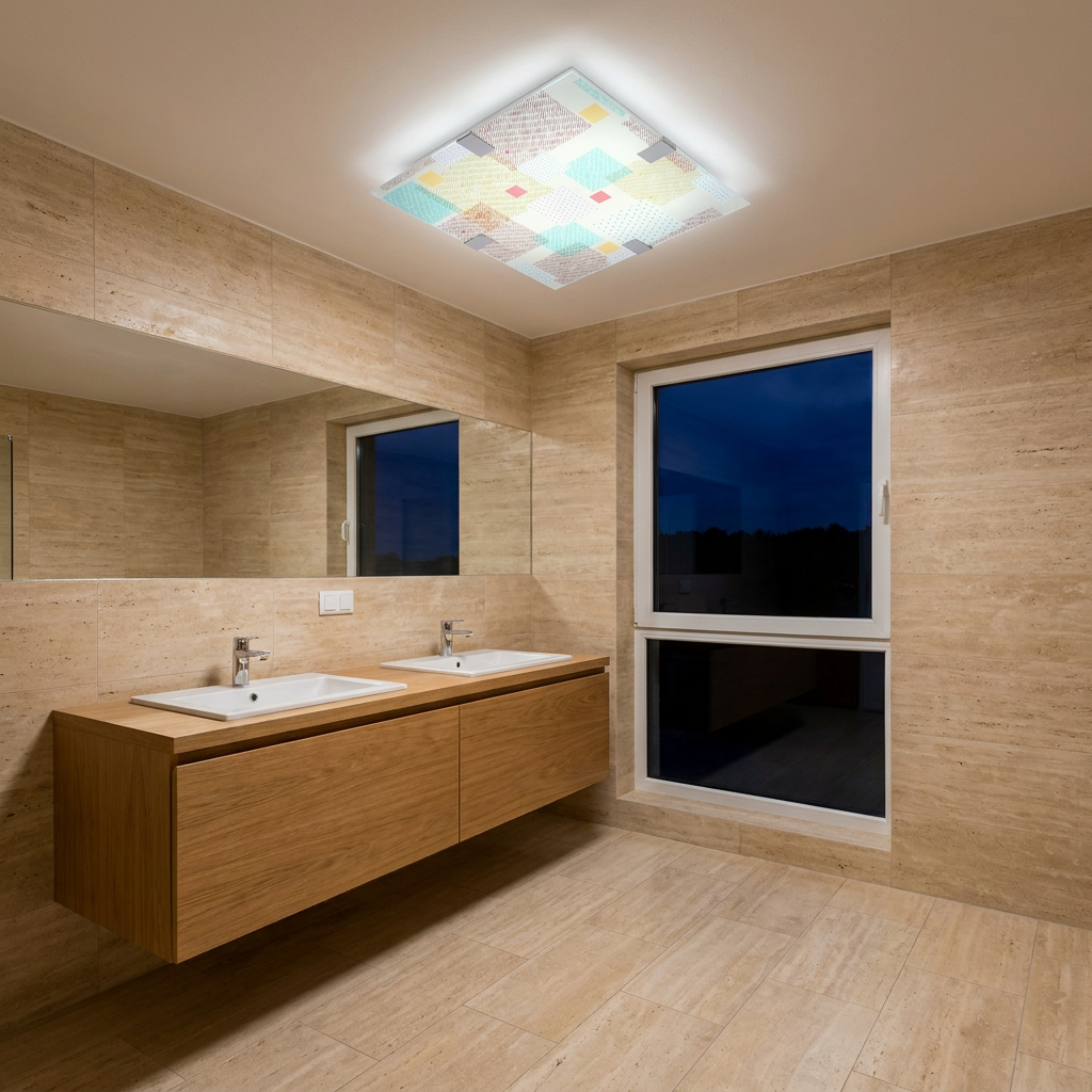 Plafonnier LED Acier Verre Multicolour | Ambiente — allume le soir, ambiance chaleureuse, eclairage du plafond