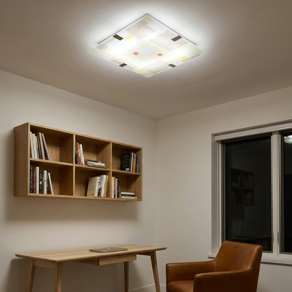 Plafonnier LED Acier Verre Multicolour | Ambiente — allume le soir, ambiance chaleureuse, eclairage du plafond