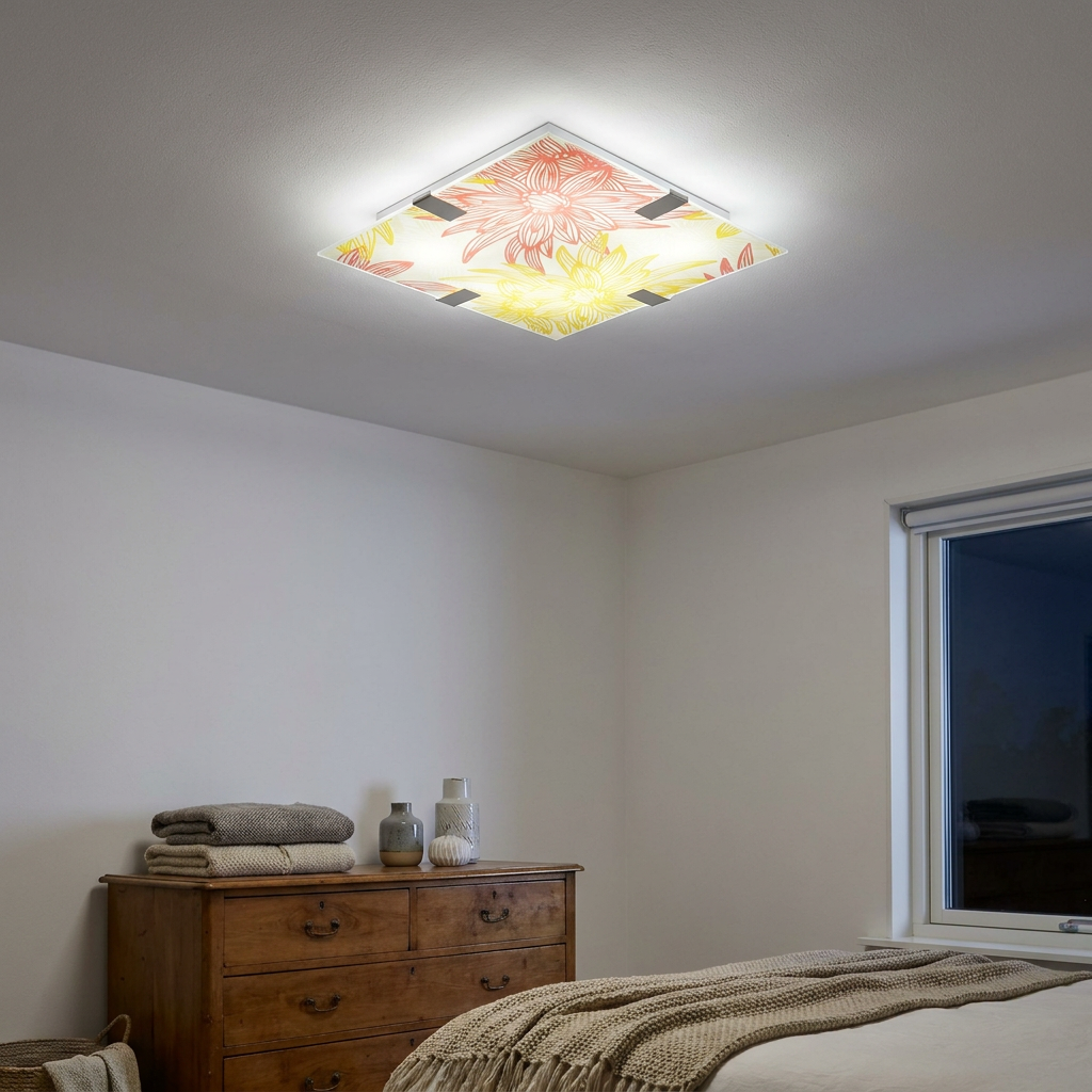 Plafonnier LED Acier Verre Multicolour | Georgia — allume le soir, ambiance chaleureuse, eclairage du plafond