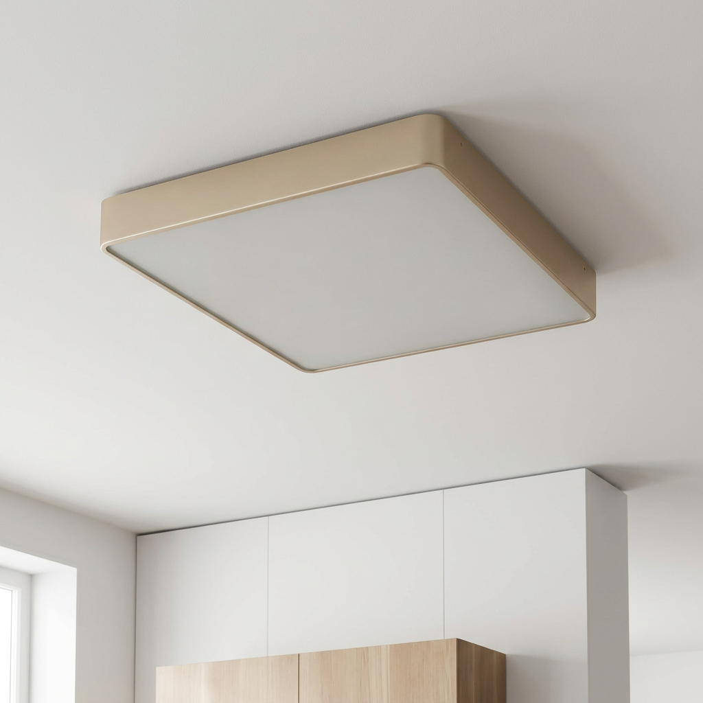 Plafonnier LED Acier Verre Pearl | Quattro — vu de dessous, fixe au plafond, eteint
