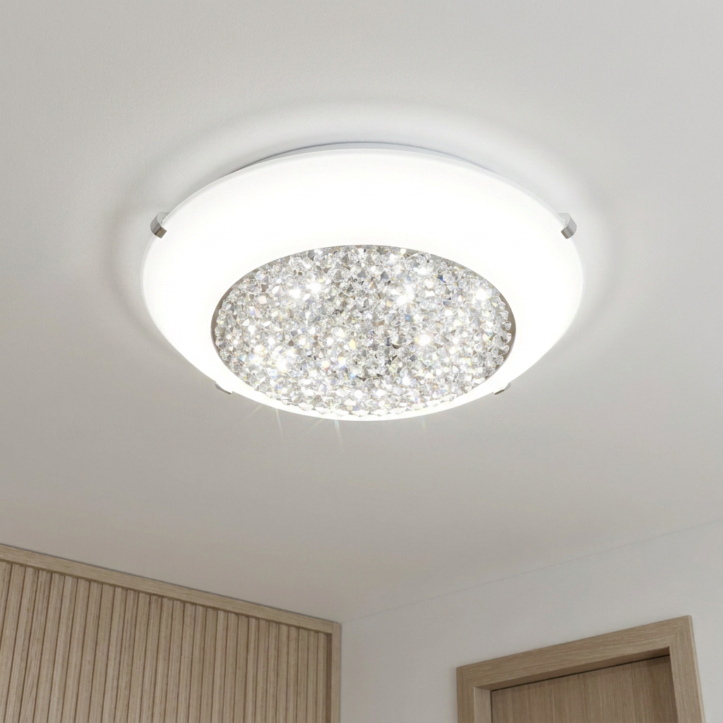 Plafonnier LED Acier Verre | Pristina — allume au plafond, halo lumineux