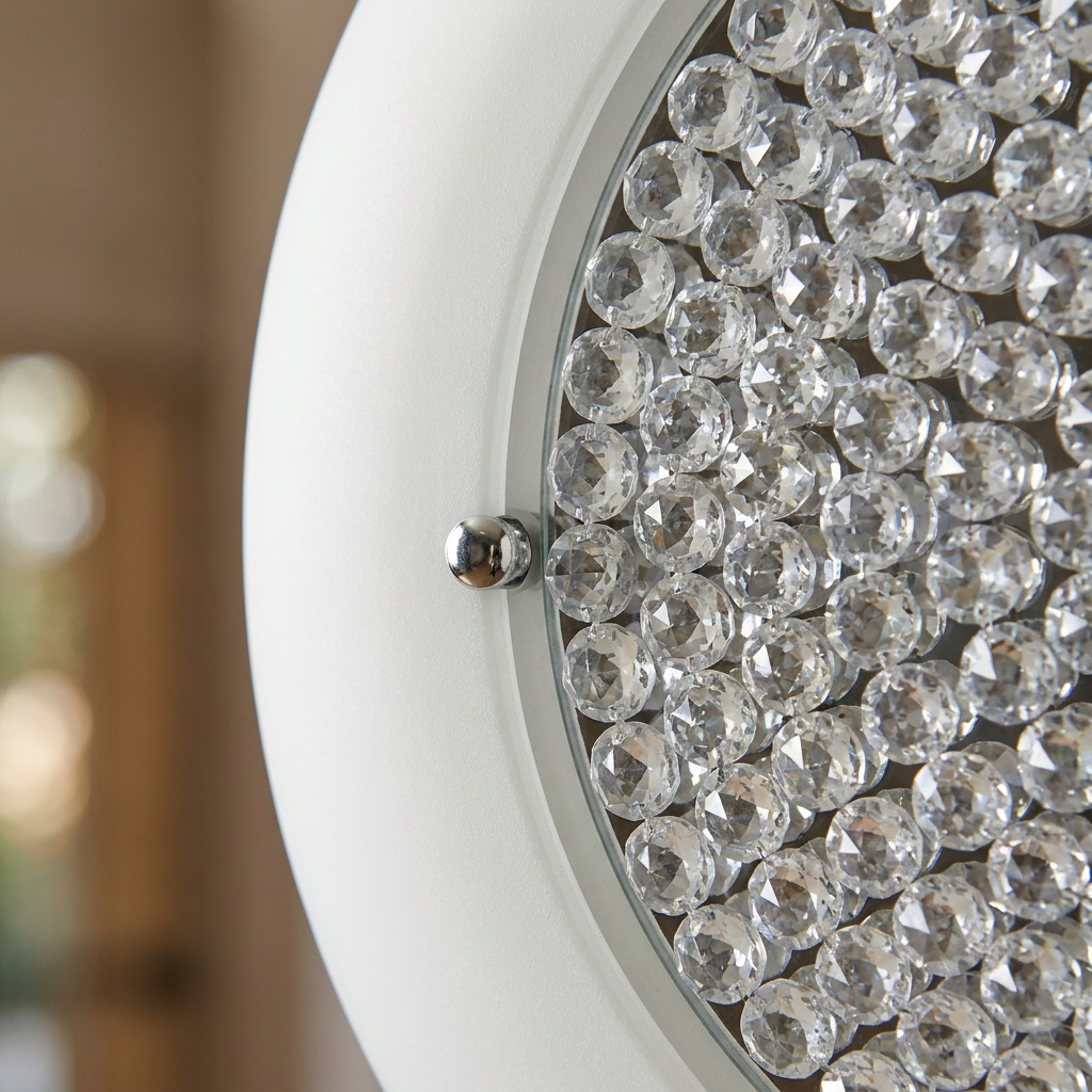 Plafonnier LED Acier Verre | Pristina — gros plan sur la matiere et la finition