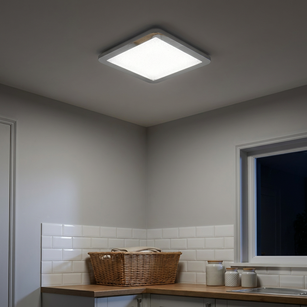 Plafonnier LED Composite Chromé | Nexit — allume le soir, ambiance chaleureuse, eclairage du plafond