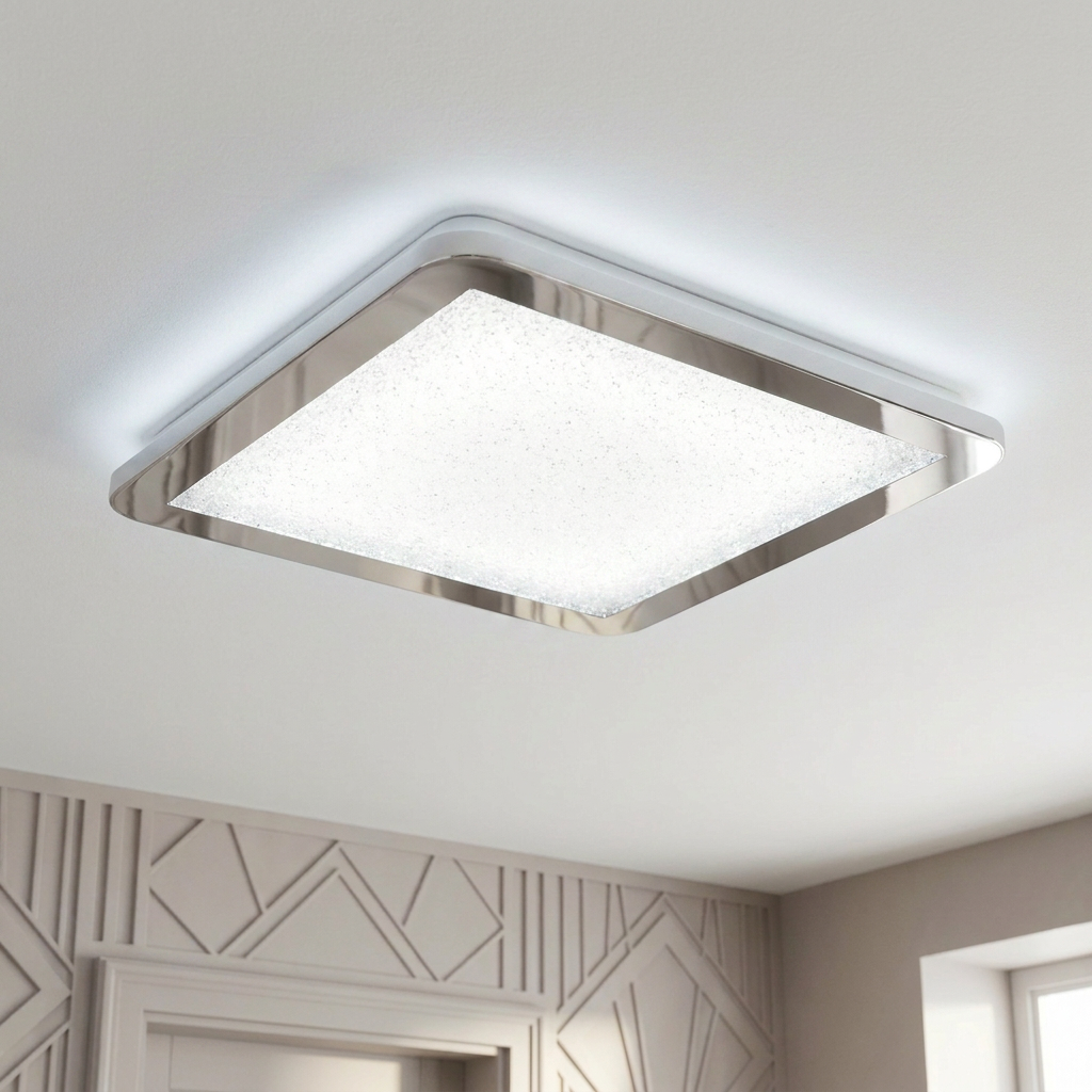 Plafonnier LED Composite Chromé | Nexit — allume au plafond, halo lumineux