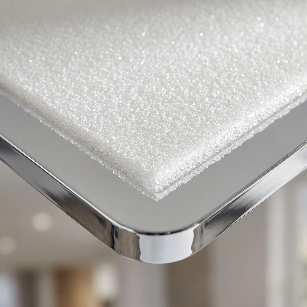 Plafonnier LED Composite Chromé | Nexit — gros plan sur la matiere et la finition