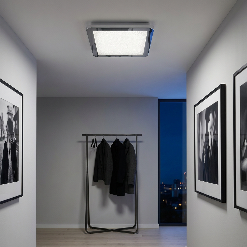 Plafonnier LED Composite Chromé | Nexit — allume le soir, ambiance chaleureuse, eclairage du plafond