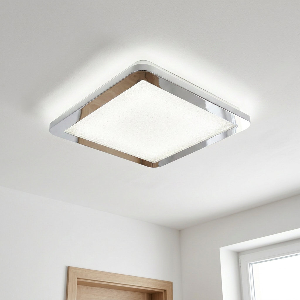 Plafonnier LED Composite Chromé | Nexit — allume au plafond, halo lumineux