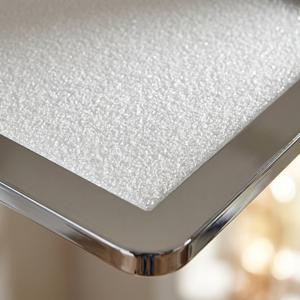 Plafonnier LED Composite Chromé | Nexit — gros plan sur la matiere et la finition