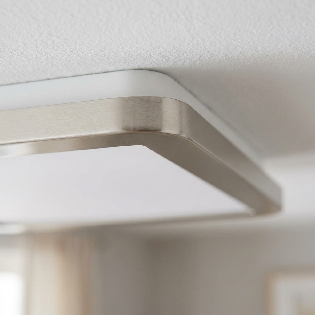 Plafonnier LED Composite Satiné | Nexit — detail du bord et de la fixation au plafond