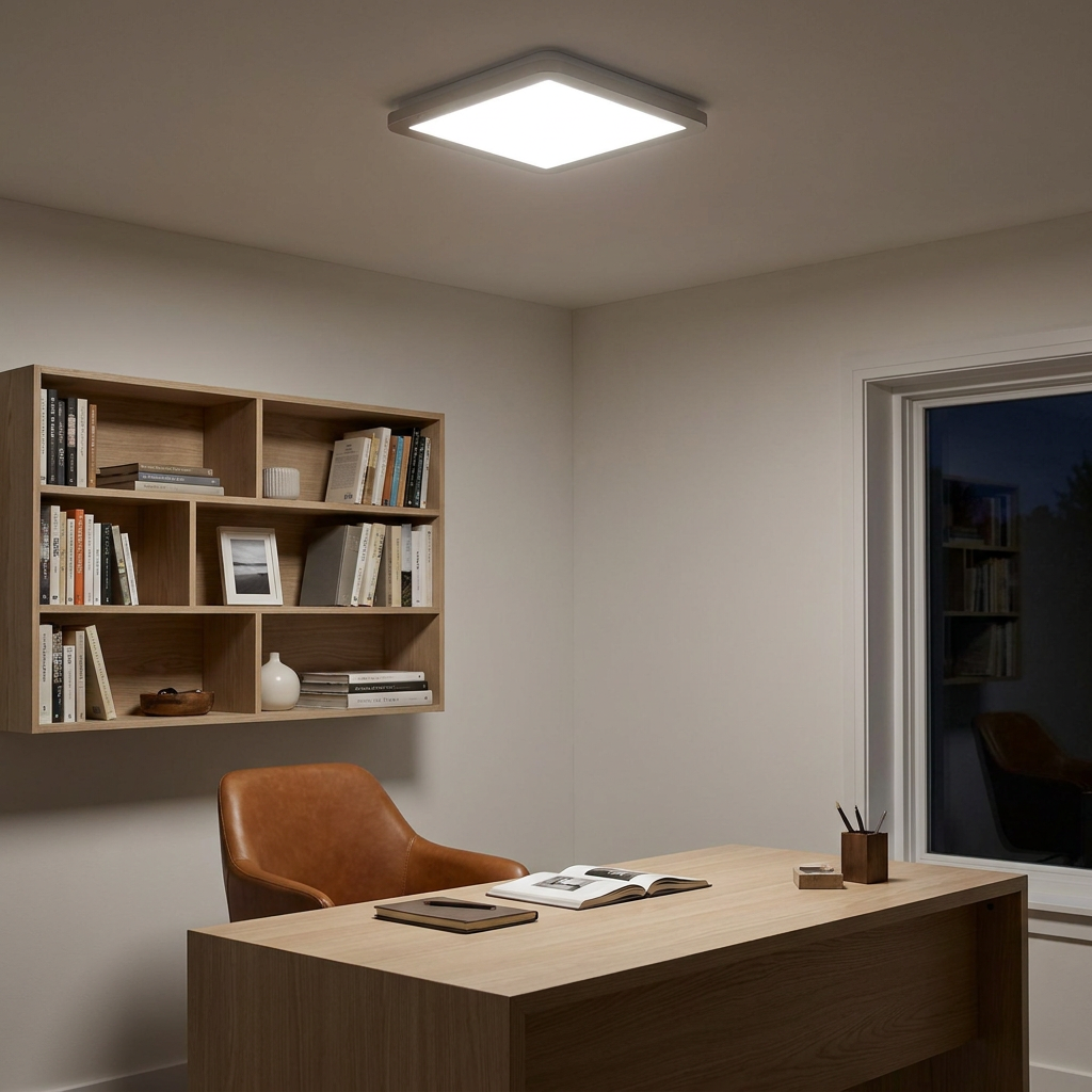 Plafonnier LED Composite Satiné | Nexit — allume le soir, ambiance chaleureuse, eclairage du plafond