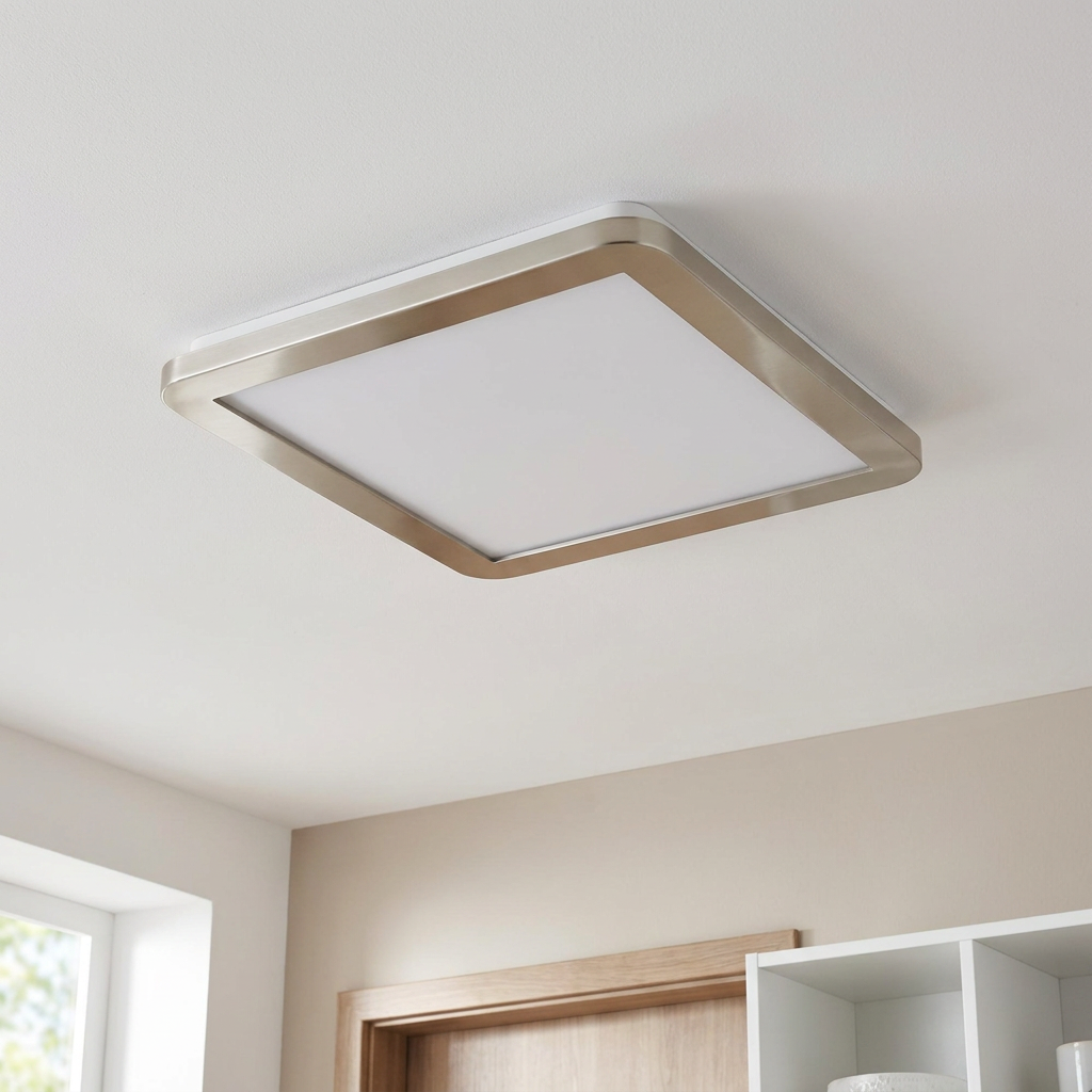 Plafonnier LED Composite Satiné | Nexit — vu de dessous, fixe au plafond, eteint