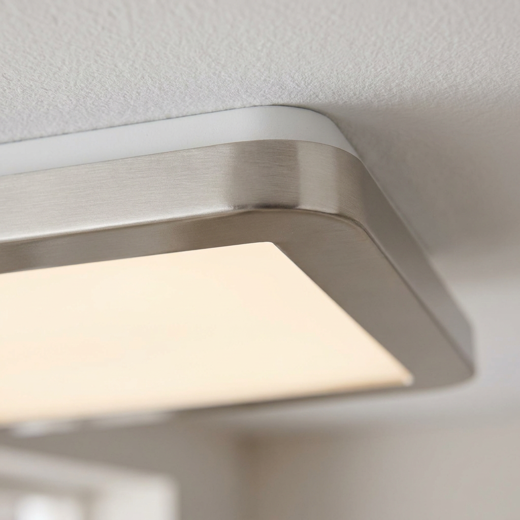 Plafonnier LED Composite Satiné | Nexit — detail du bord et de la fixation au plafond