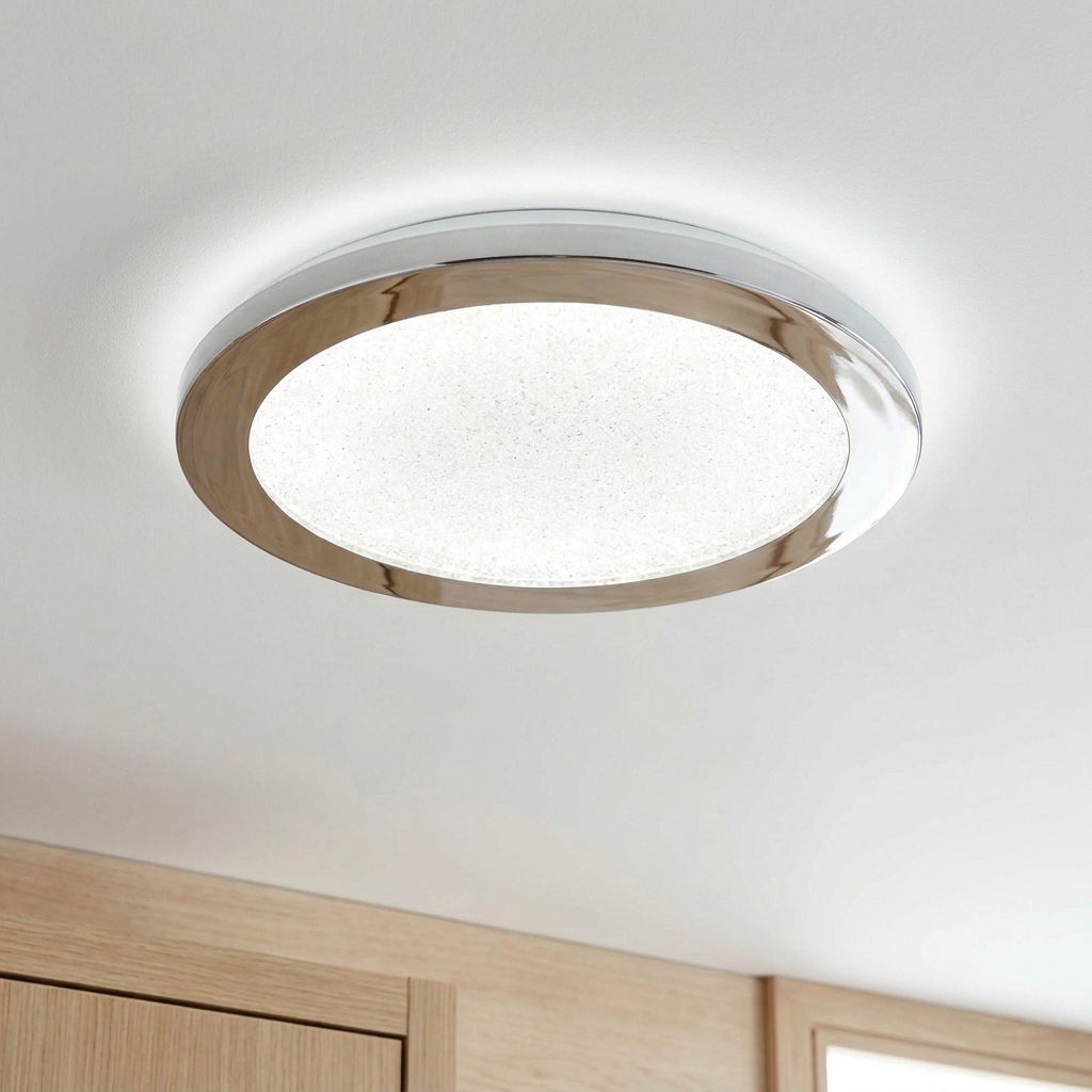Plafonnier LED Métal Composite Chromé | Pixel — allume au plafond, halo lumineux