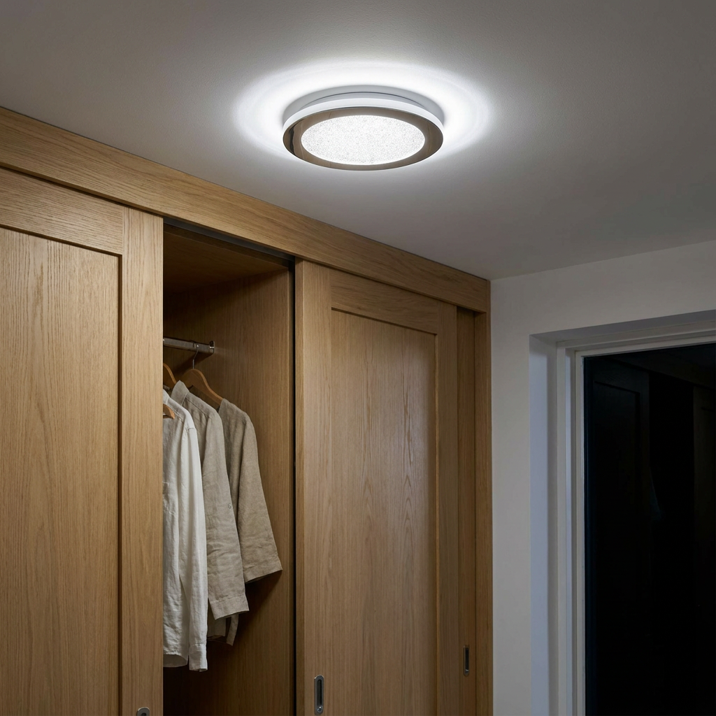 Plafonnier LED Métal Composite Chromé | Pixel — allume le soir, ambiance chaleureuse, eclairage du plafond