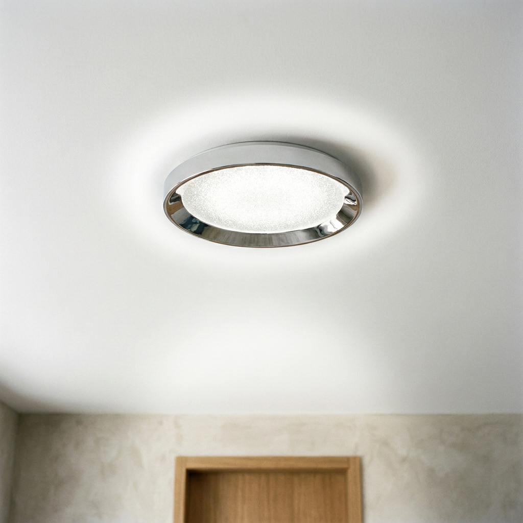 Plafonnier LED Métal Composite Chromé | Pixel — allume au plafond, halo lumineux