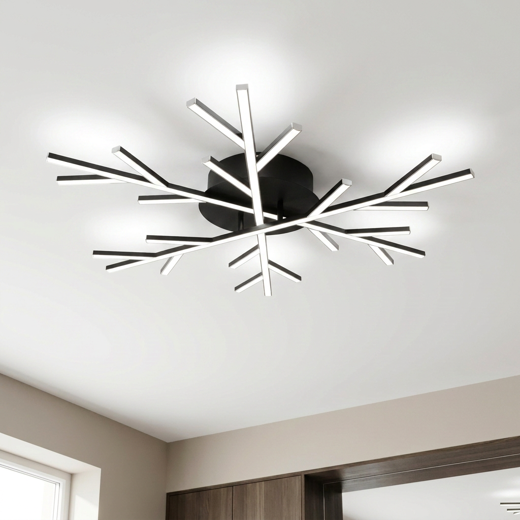 Plafonnier LED Métal Composite Noir | Samos — allume au plafond, halo lumineux