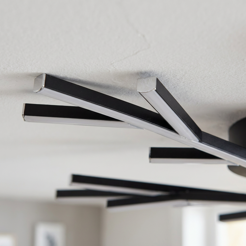 Plafonnier LED Métal Composite Noir | Samos — detail du bord et de la fixation au plafond