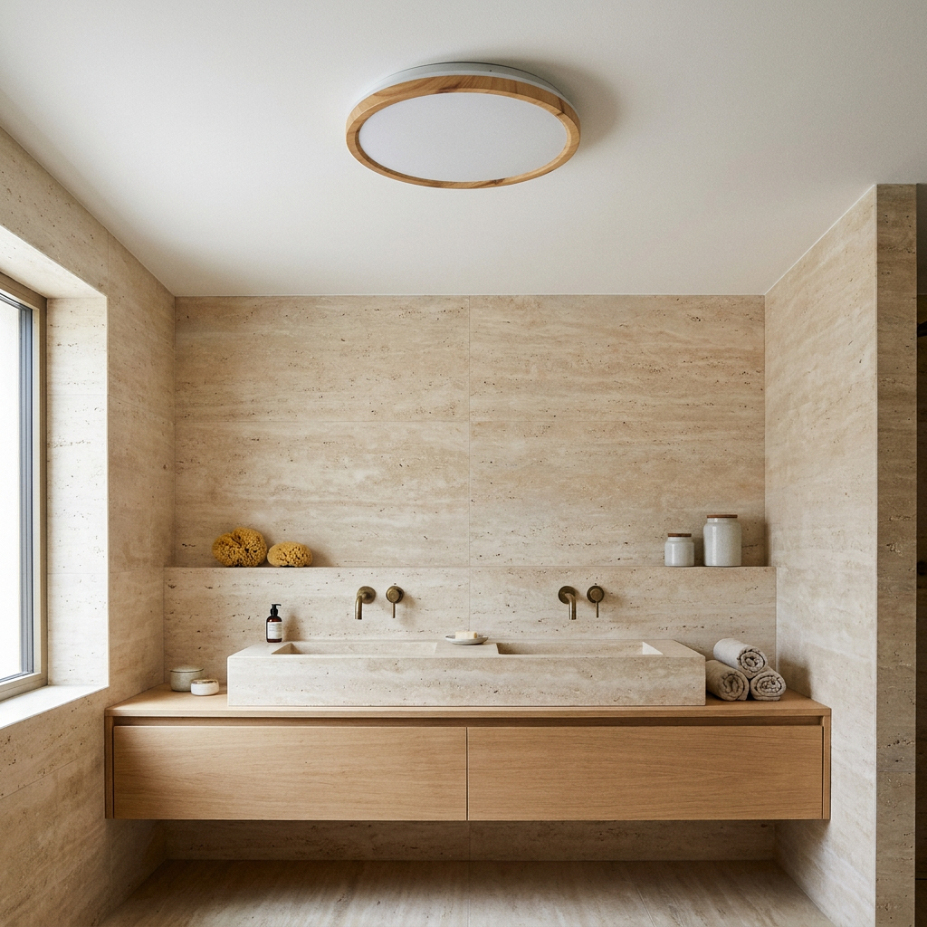 Plafonnier LED Métal | Kato — en situation dans une piece, fixe au plafond, eteint