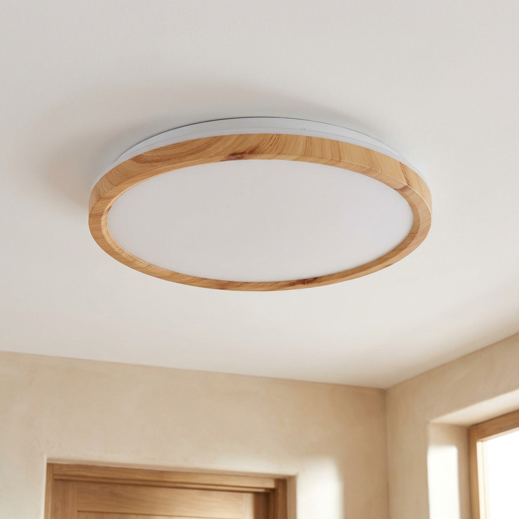 Plafonnier LED Métal | Kato — vu de dessous, fixe au plafond, eteint