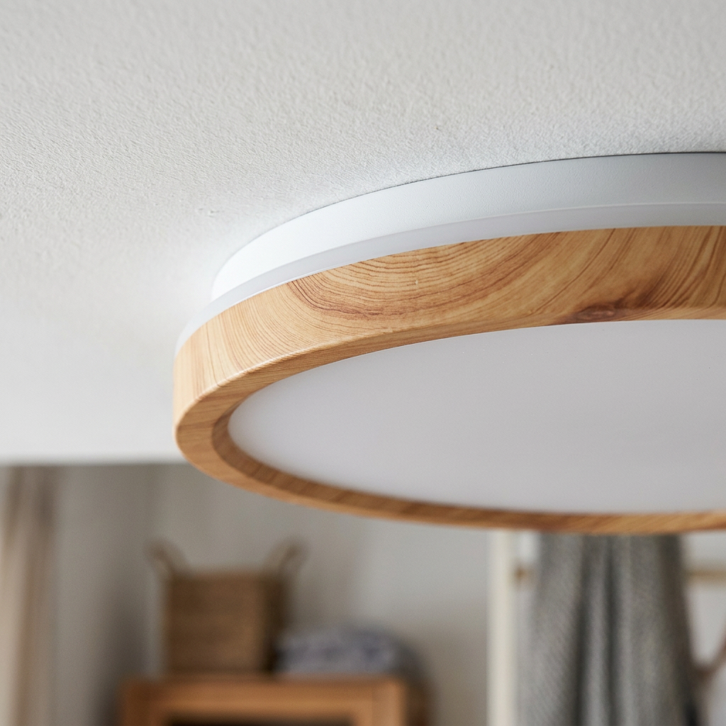 Plafonnier LED Métal | Kato — detail du bord et de la fixation au plafond