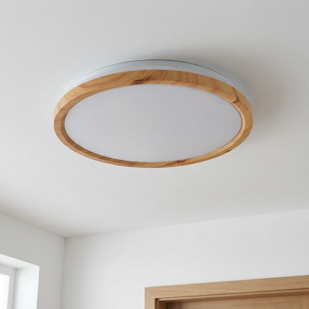 Plafonnier LED Métal | Kato — vu de dessous, fixe au plafond, eteint