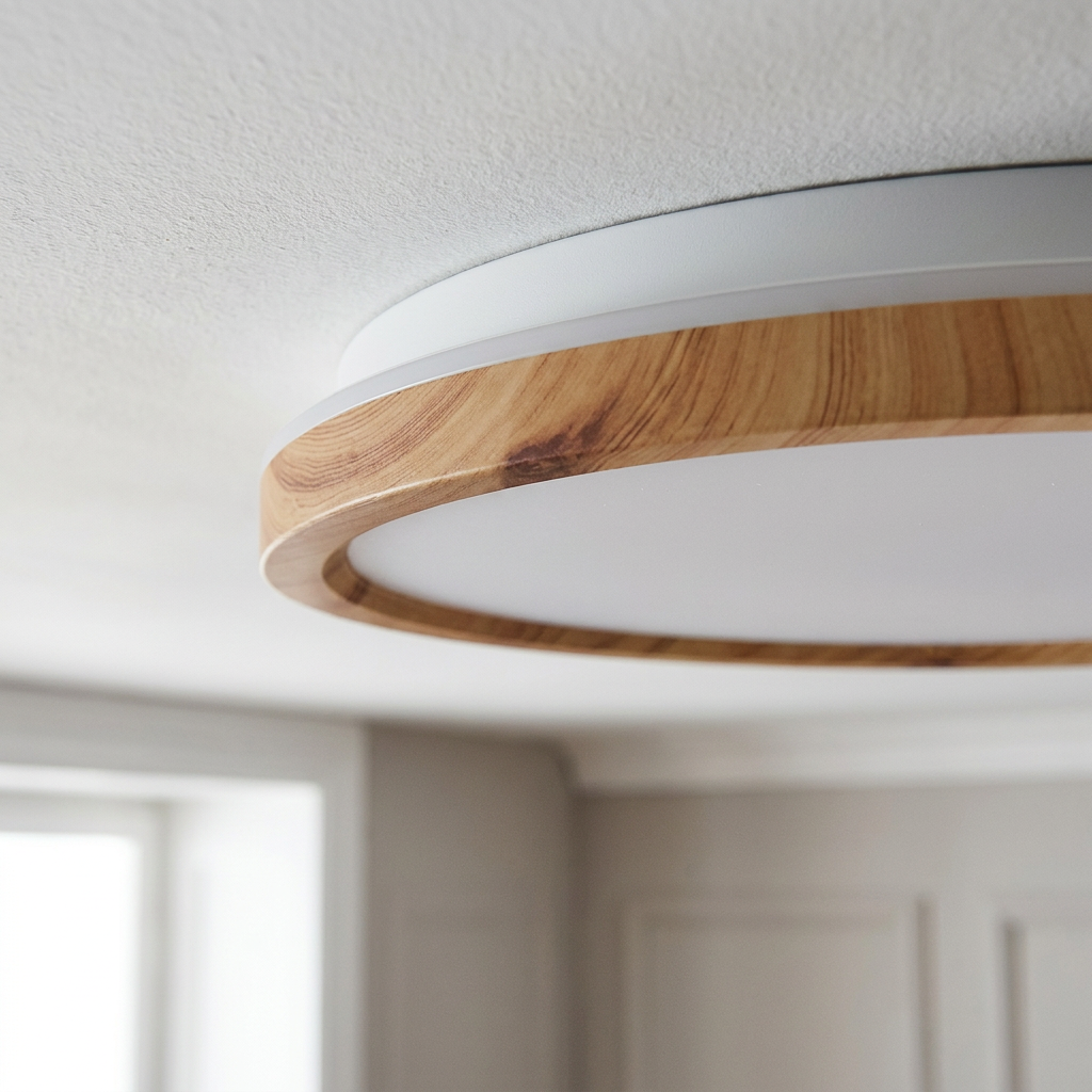 Plafonnier LED Métal | Kato — detail du bord et de la fixation au plafond