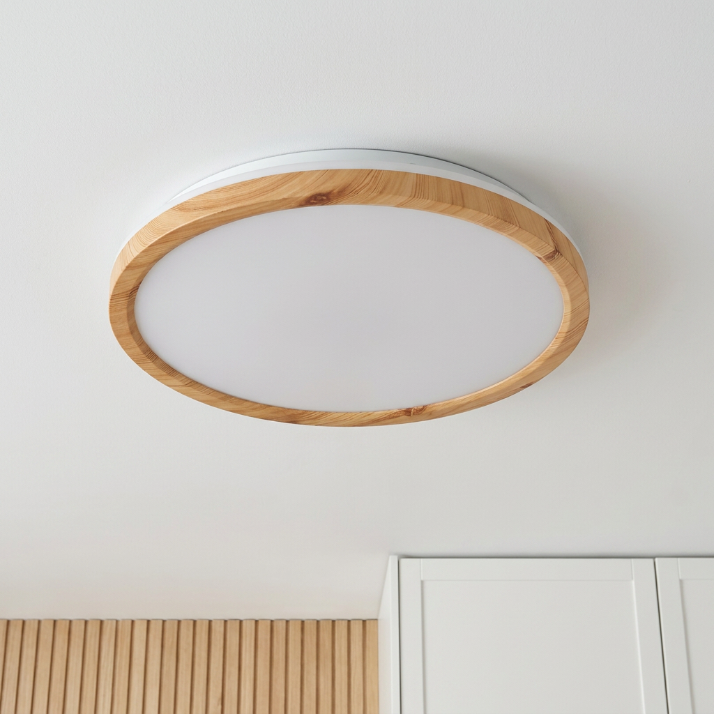 Plafonnier LED Métal | Kato — vu de dessous, fixe au plafond, eteint