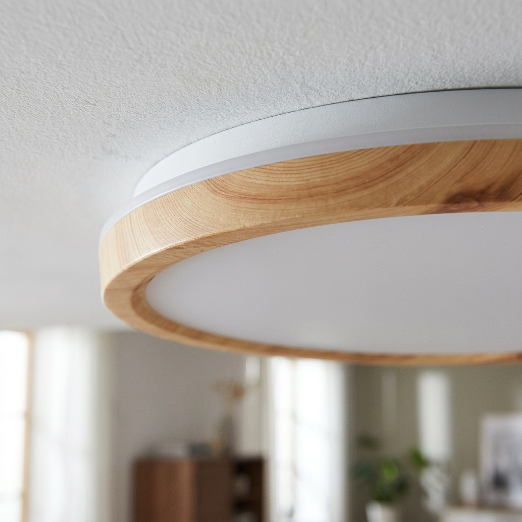 Plafonnier LED Métal | Kato — detail du bord et de la fixation au plafond
