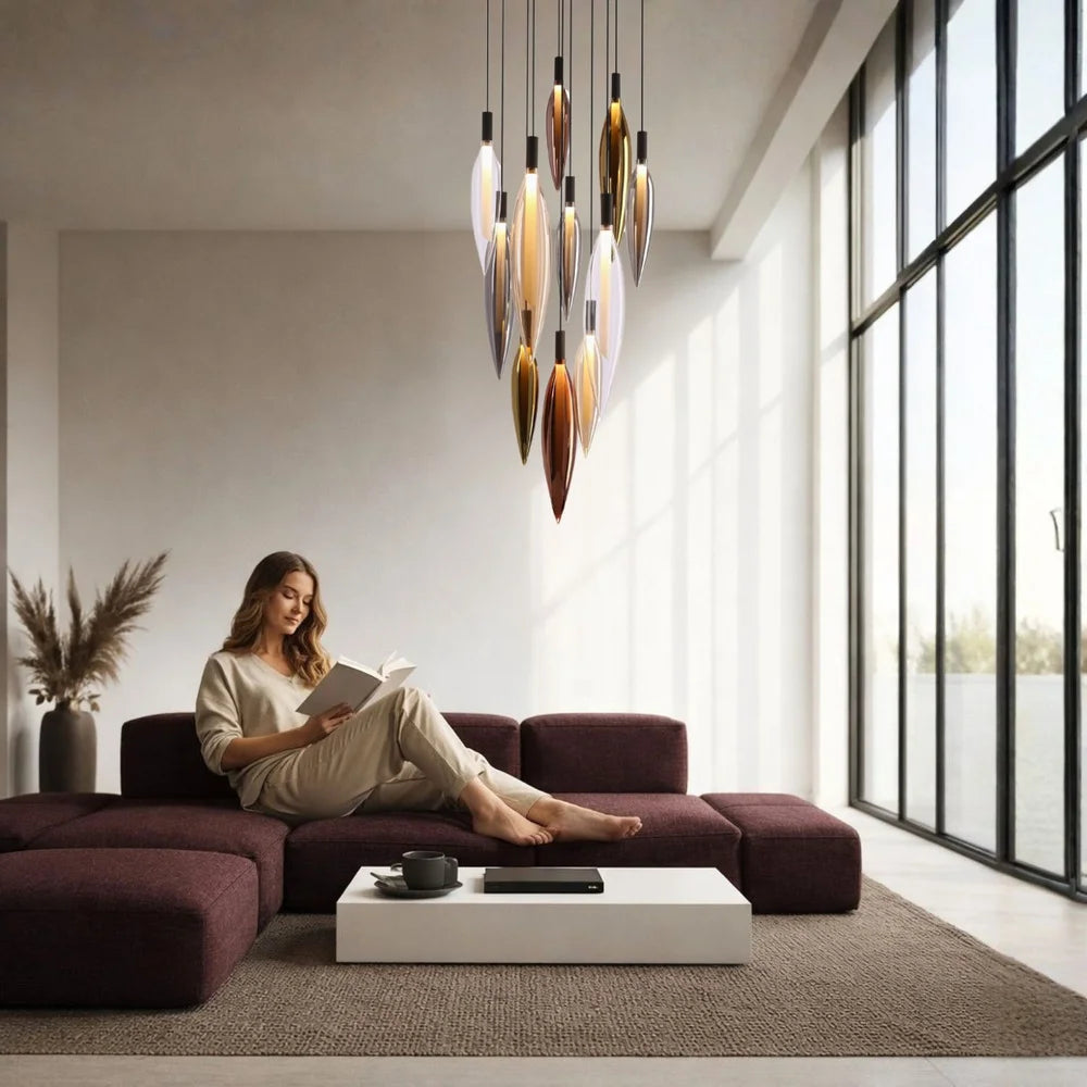 Suspension en métal avec tubes en verre multicolore haut de gamme · photo 8