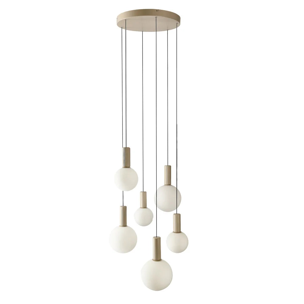Suspension 6 Lampes Opaline Beige · Testa · photo 5