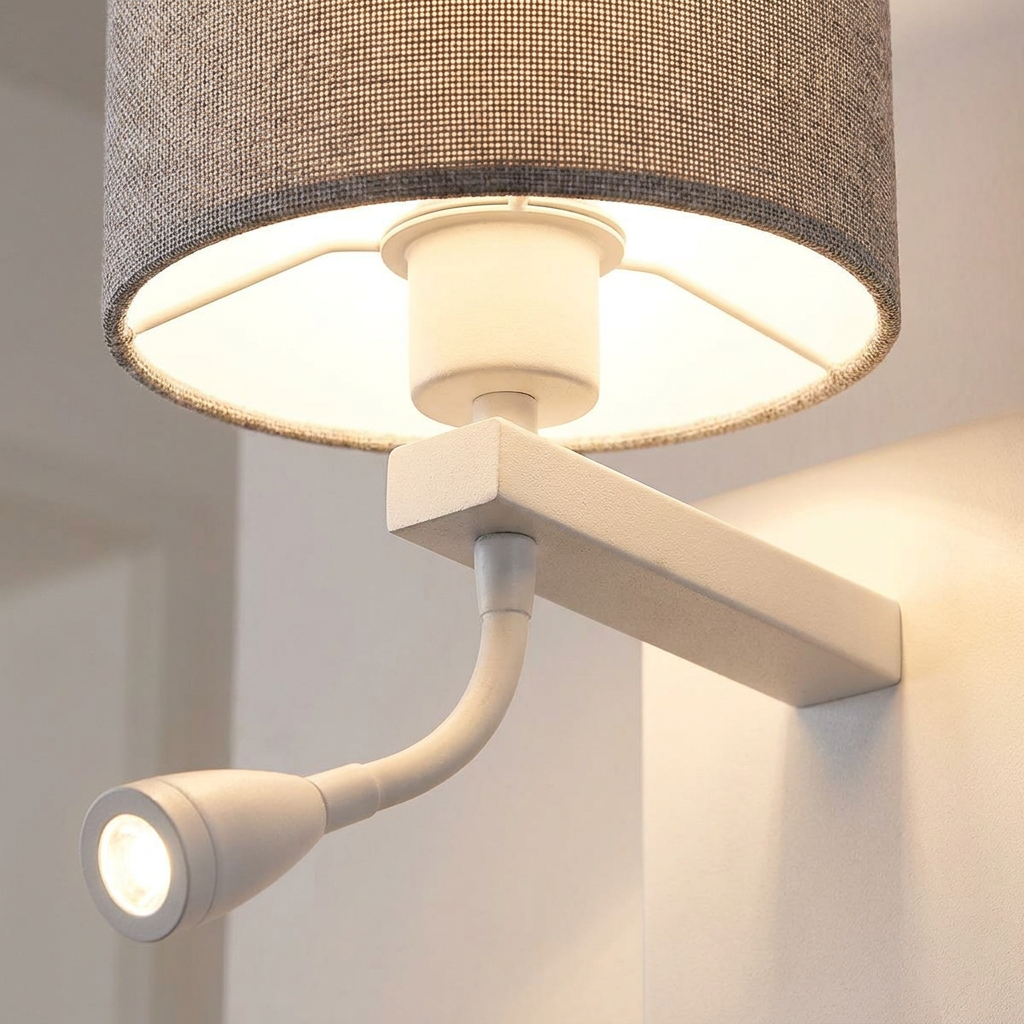 Applique murale Polo blanc, gros plan lumière