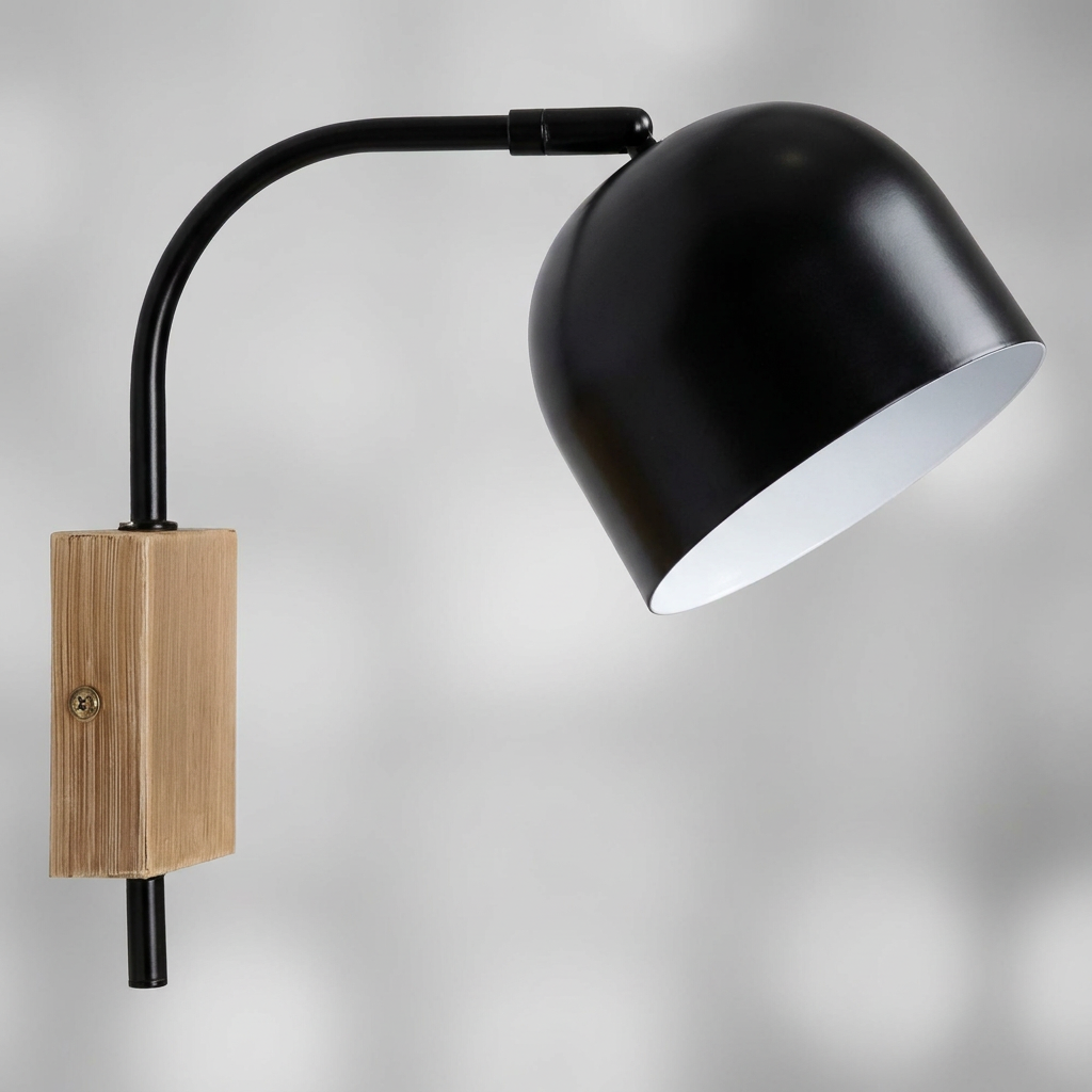 Applique murale acier noir E27 Rupi — détail de la matière