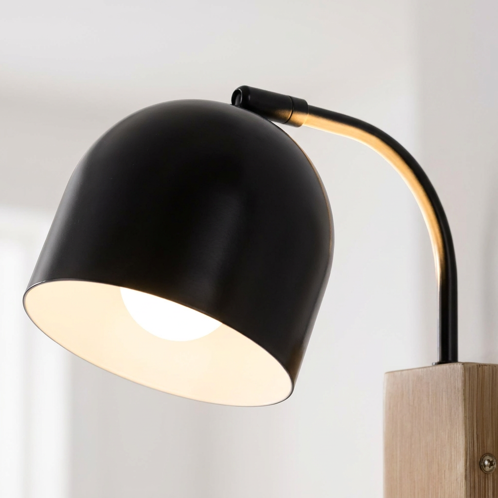Applique murale acier noir E27 Rupi — détail de la lumière