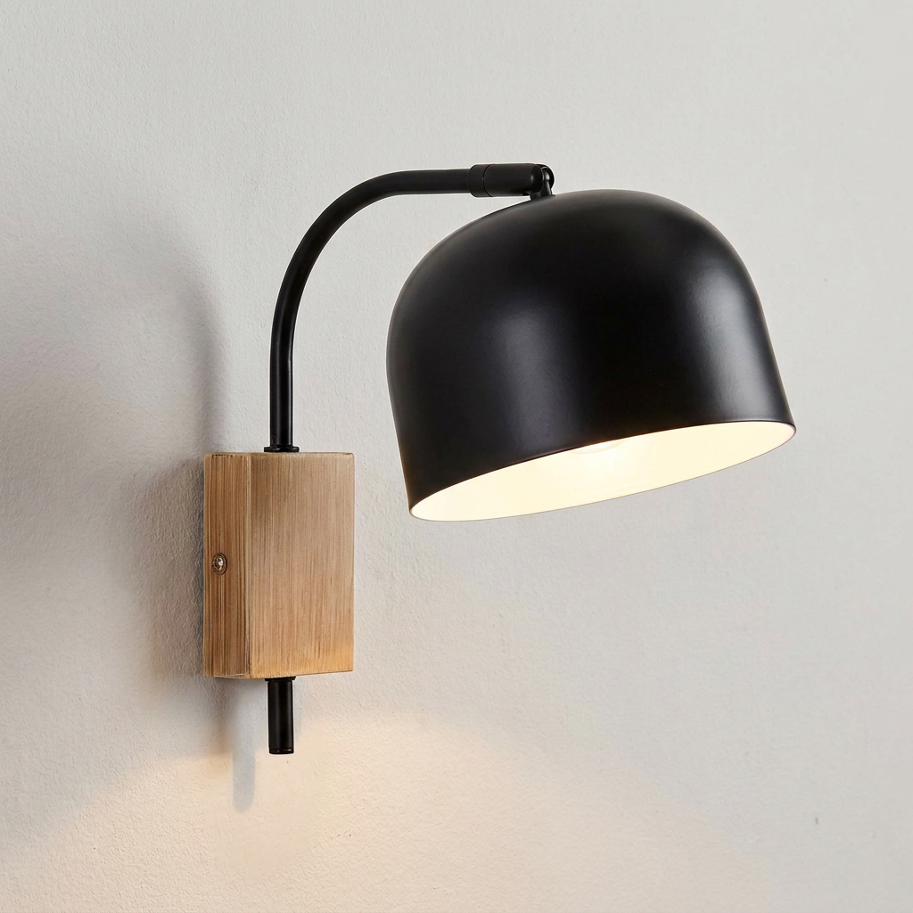 Applique murale acier noir E27 Rupi — gros plan