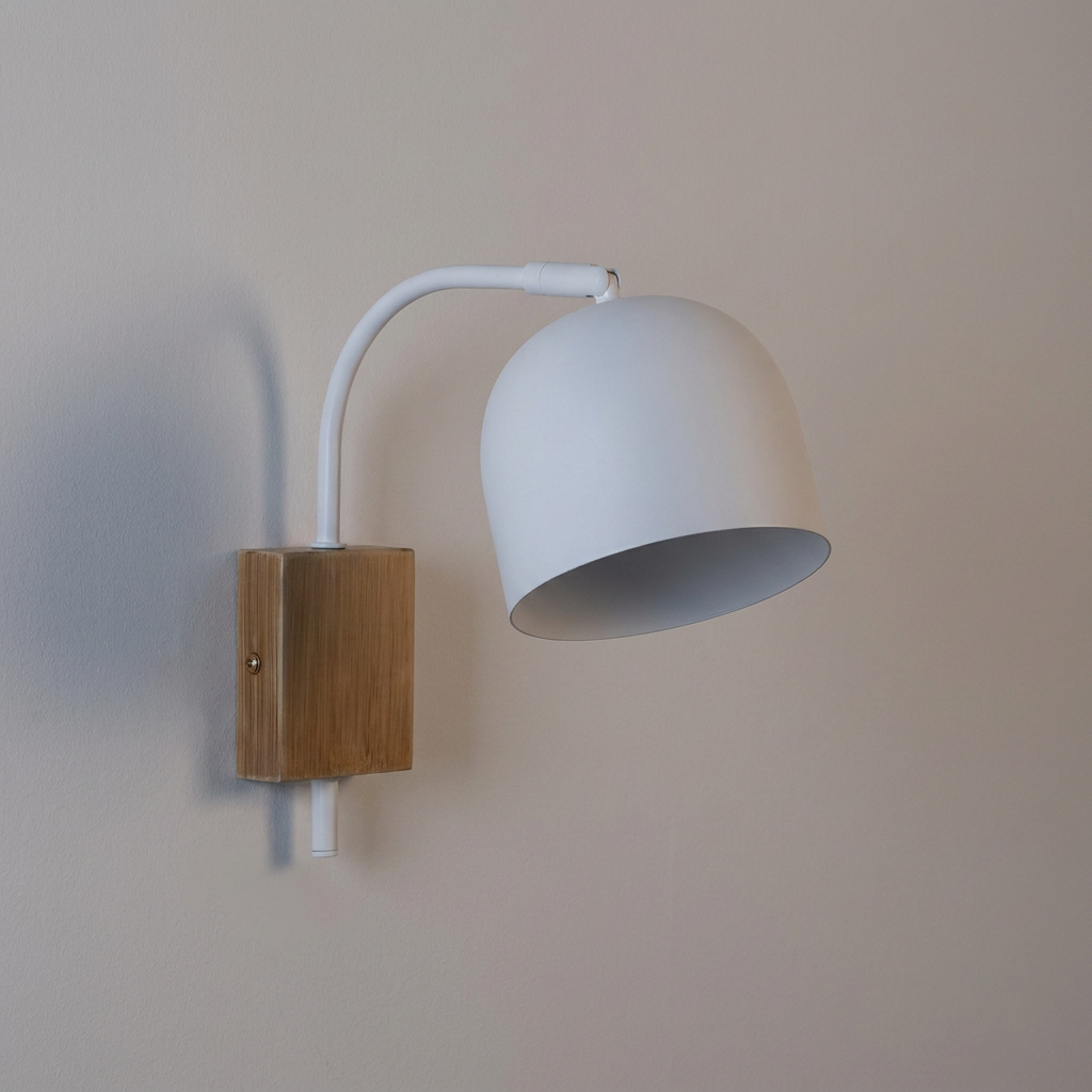 Applique murale acier blanc E27 Rupi — éteinte en situation