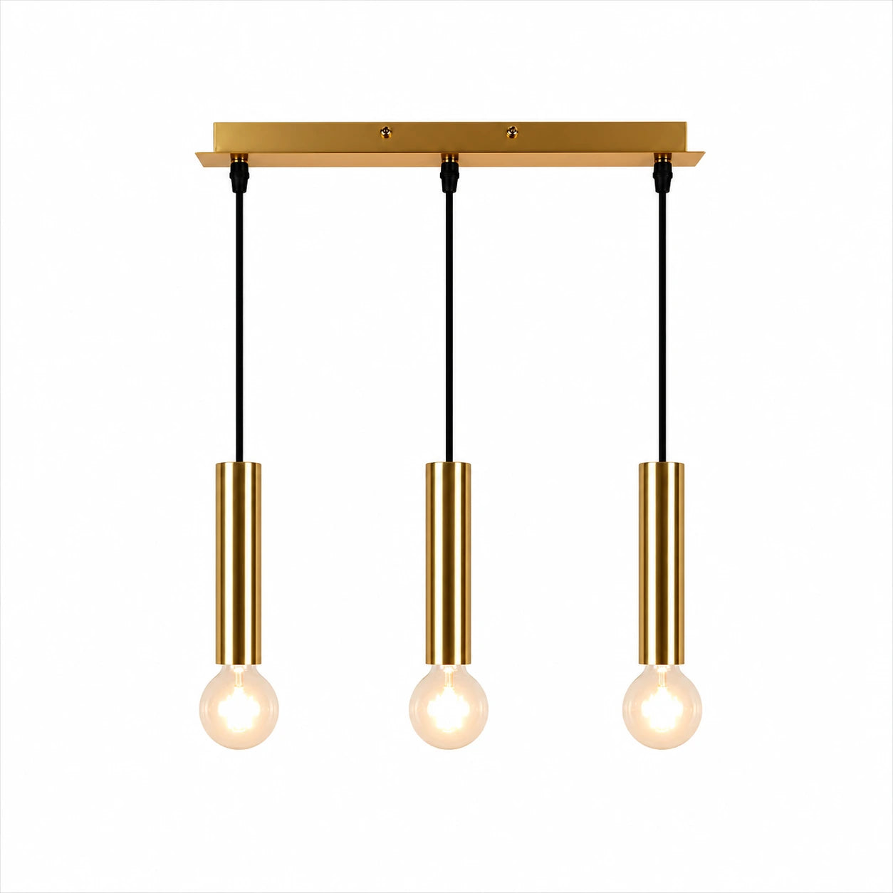 Suspension 3 Cylindres Dorés Ampoules Apparentes | Dallas
