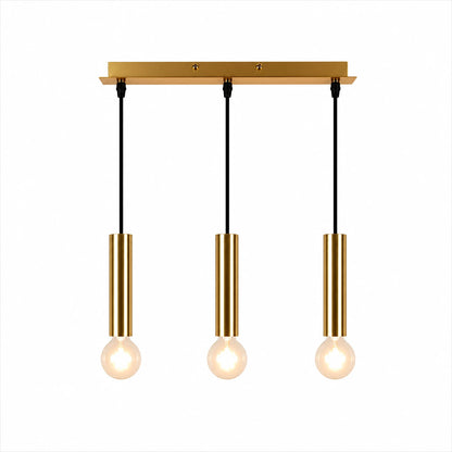 Suspension 3 Cylindres Dorés Ampoules Apparentes | Dallas