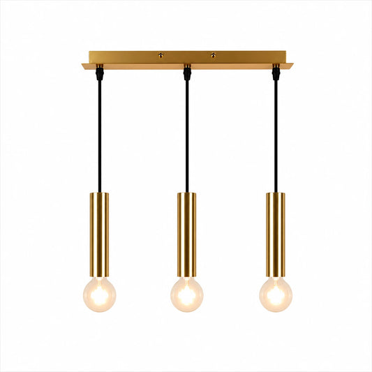 Suspension 3 Cylindres Dorés Ampoules Apparentes | Dallas