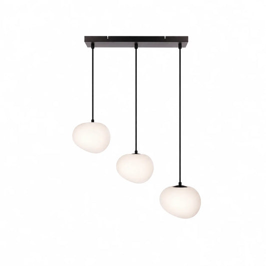 Suspension 3 lampes verre blanc opale | Onyx