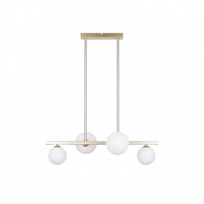 Suspension 4 Globes Verre Opale Laiton | Celeste