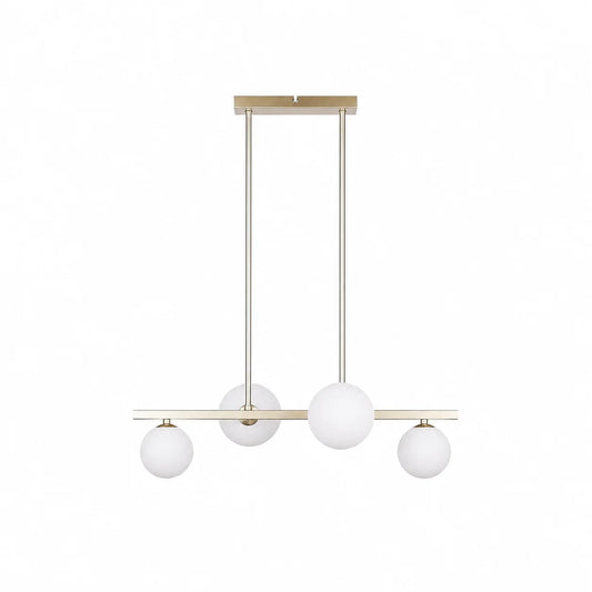 Suspension 4 Globes Verre Opale Laiton | Celeste