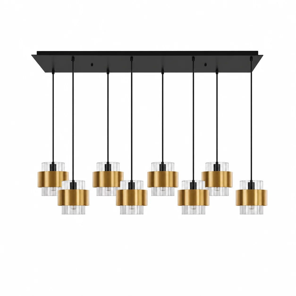 Suspension 8 Lampes Verre Fumé Laiton | Gatsby