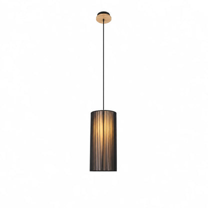 Suspension Cylindrique Fils PVC Noir Bois | Kyoto Slim