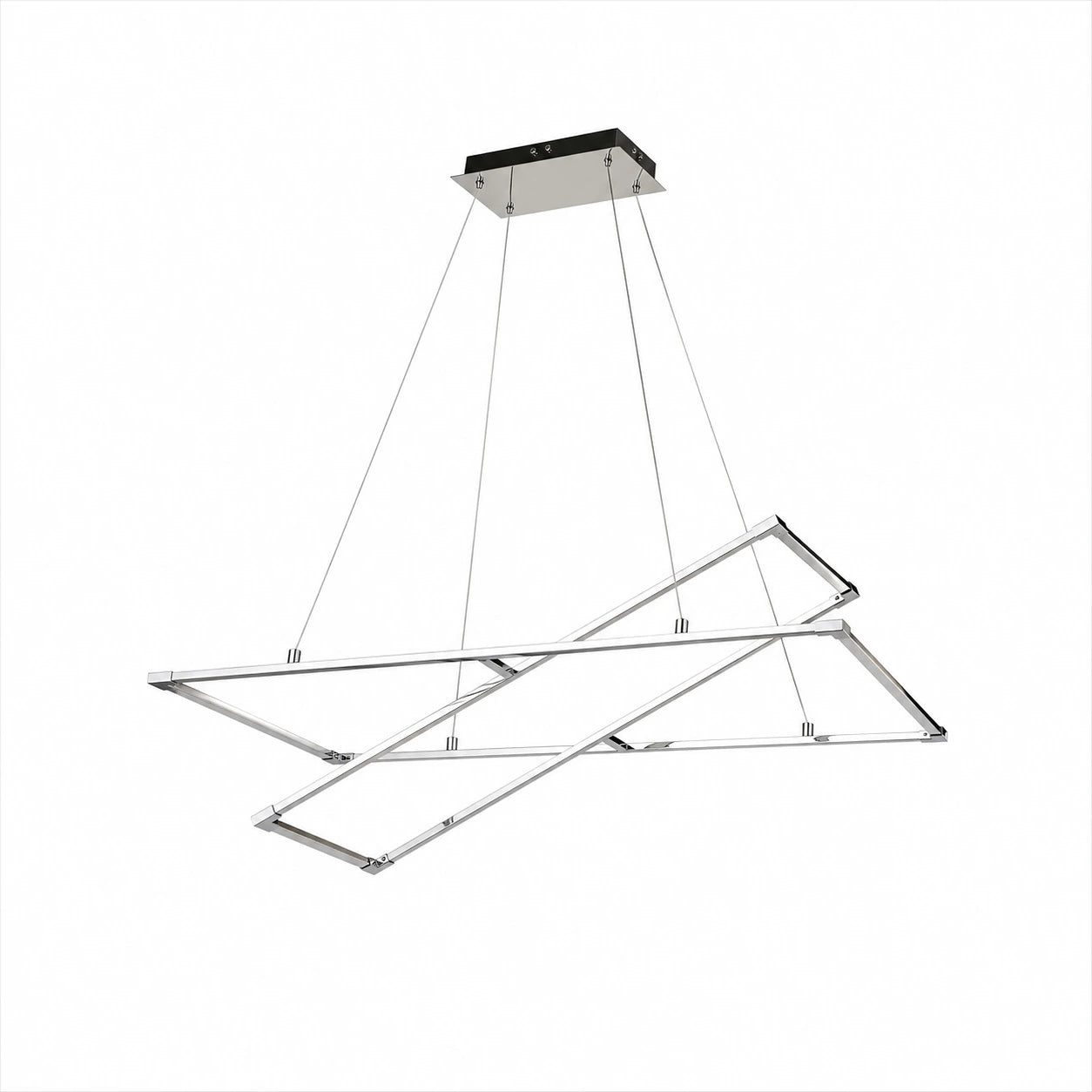 Suspension LED Double Cadre Chromé Géométrique | Nexus