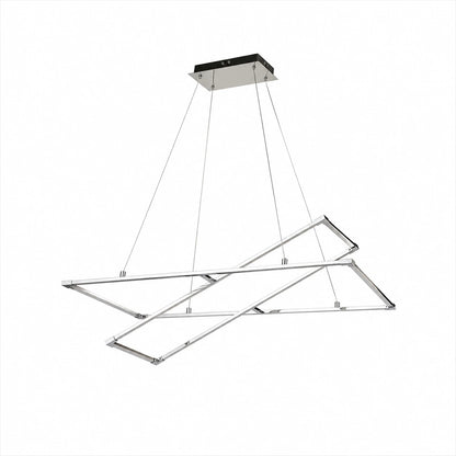 Suspension LED Double Cadre Chromé Géométrique | Nexus