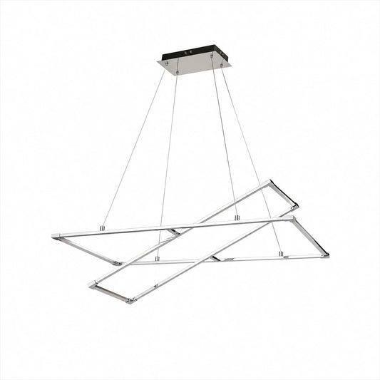 Suspension LED Double Cadre Chromé Géométrique | Nexus